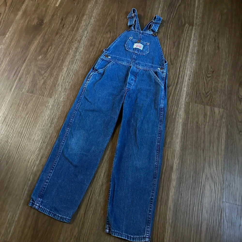 Round House Denim Overalls Kids Size 7 Blue Good Vintage Made in USA Workwear